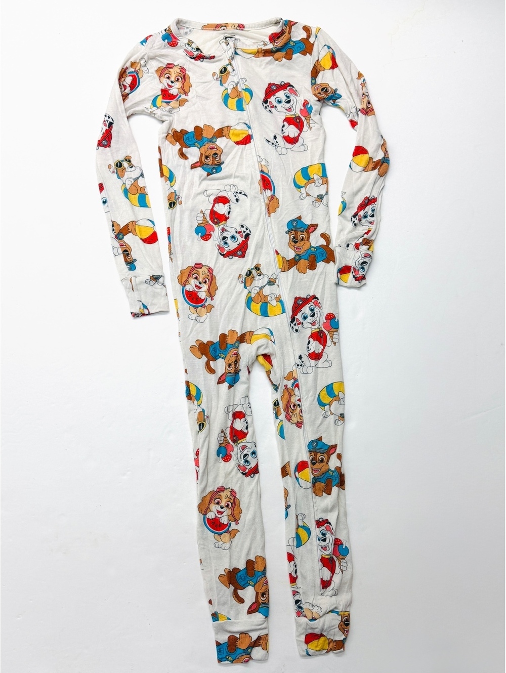 Paw Patrol Kids 5T One-Piece Bamboo Pajamas White Long Sleeve Sleepwear